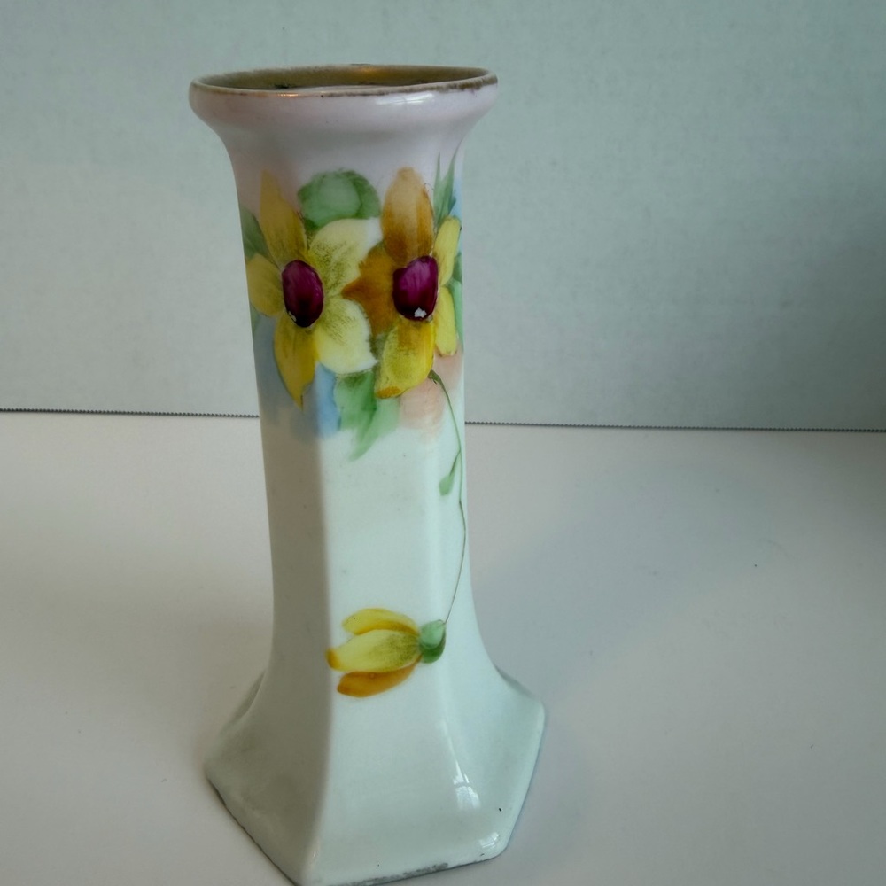 Antique Royal Rudolstadt hat pin holder.  Signed with three vintage pins